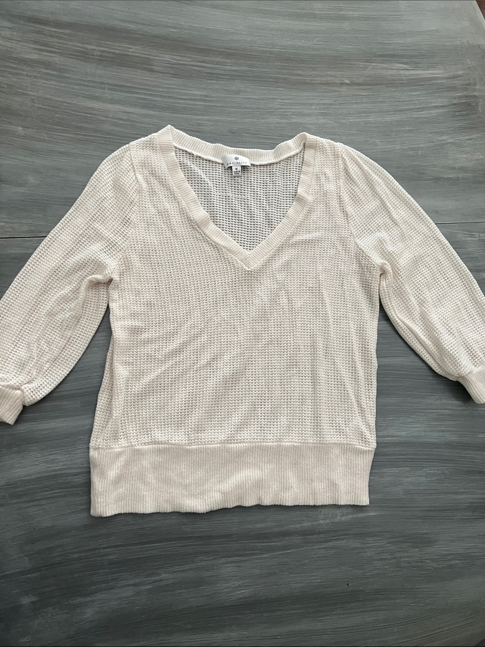 Socialite Cream V-Neck Knit Sweater